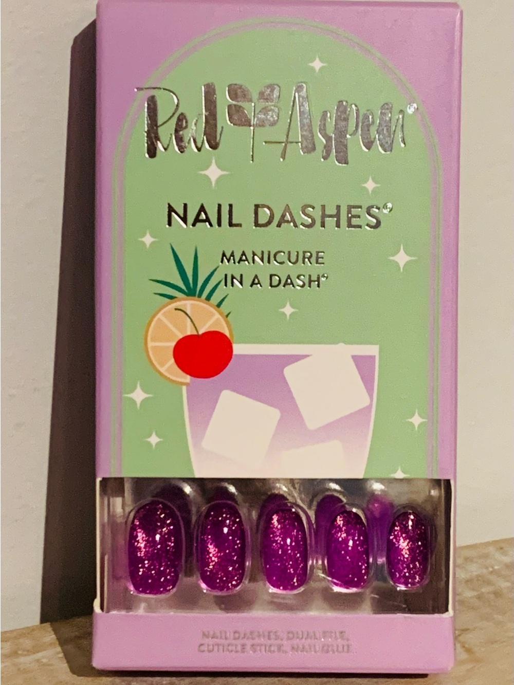Red Aspen Glitter Nail Dashes